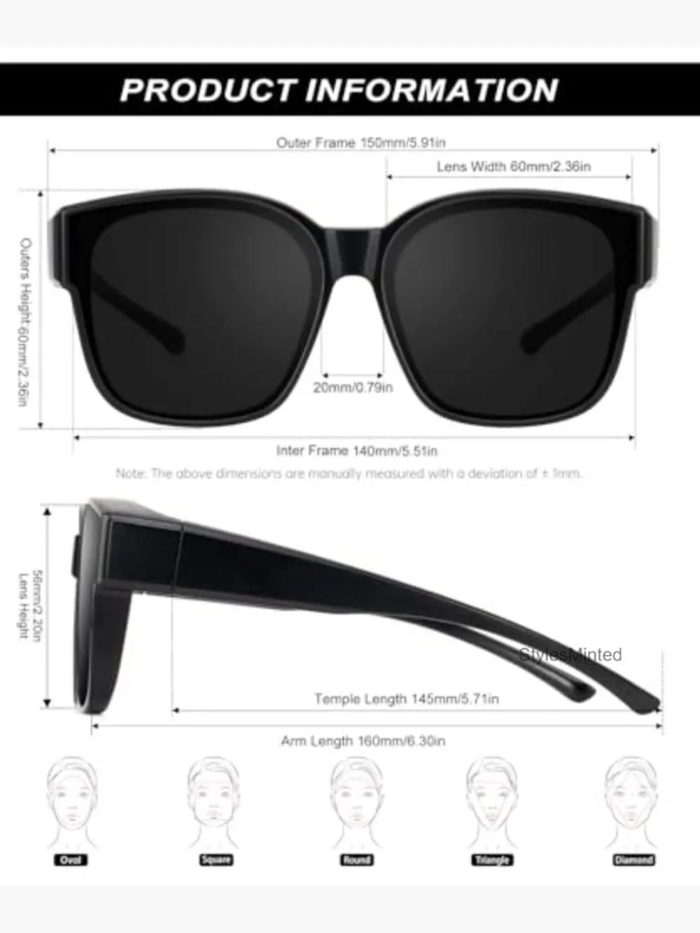 Fit-Over-Glasses Polarized Wrap-Around Sunglasses 3 Pack UV400 Protection Men